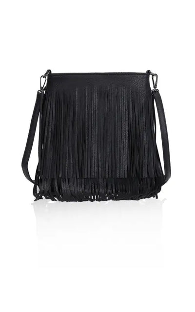 Faux Leather Fringe Bag - Handbag