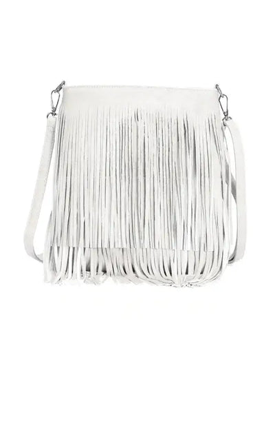 Faux Leather Fringe Bag - Handbag