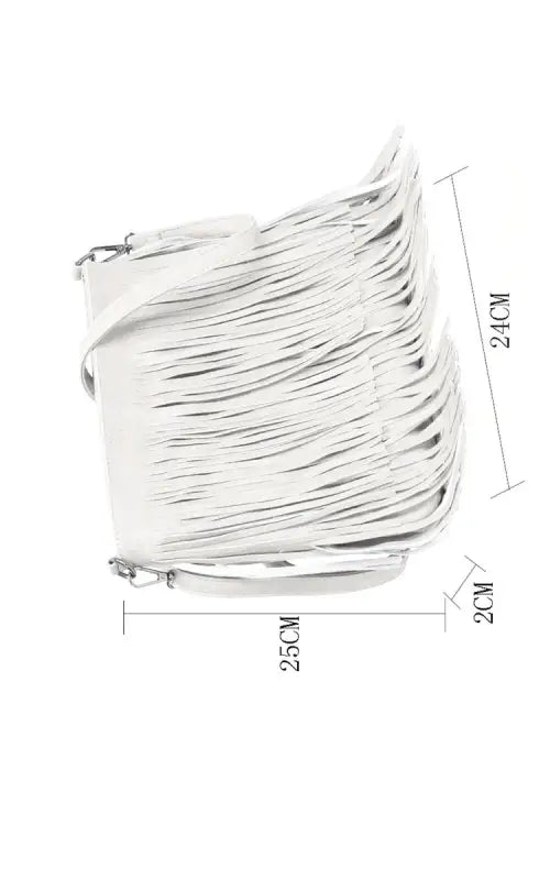 Faux Leather Fringe Bag - White / 1SZE - Handbag