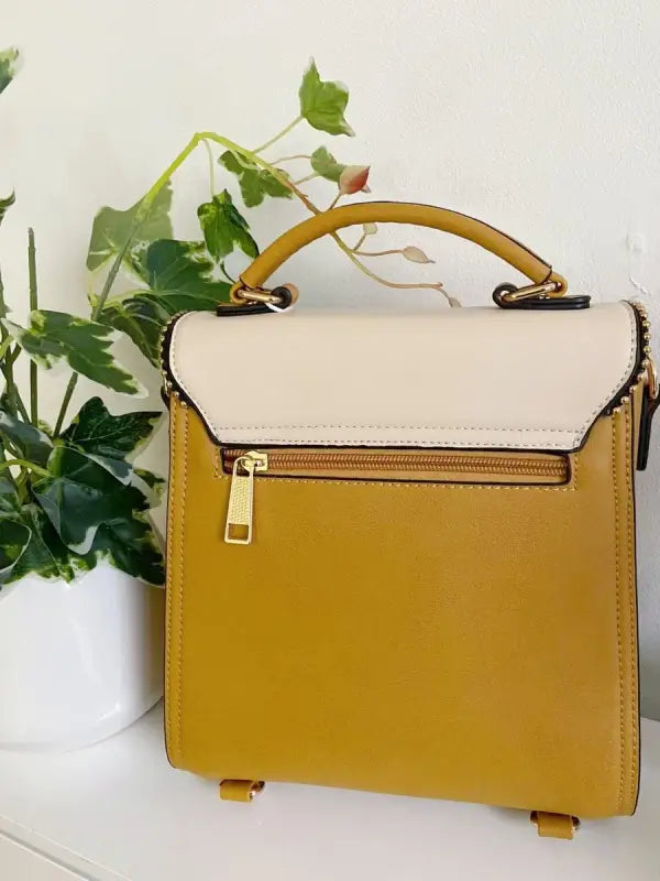 Faux Leather Gold Detail Shoulder Bag - Handbag