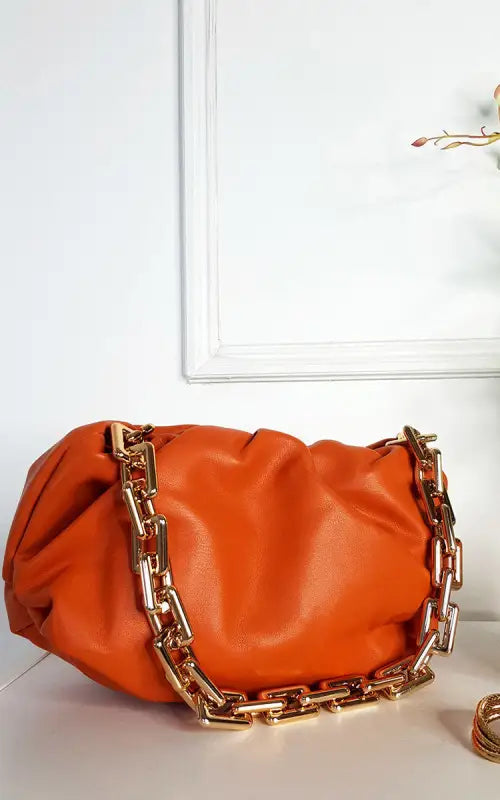 Faux Leather Shoulder Bag with Chain Detail - Elite Urban