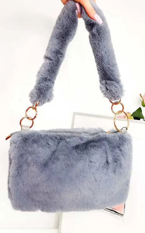 Fluffy Shoulder Bag - grey / 1SZE - Handbags