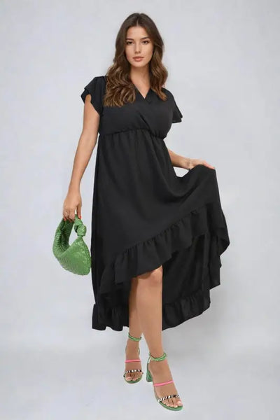 High Low Ruffle Hem Maxi Dress Elite Urban