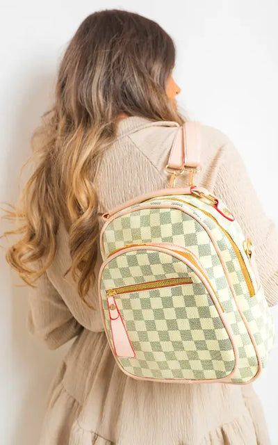 High Quality Checked Print Mini Backpack - backpack