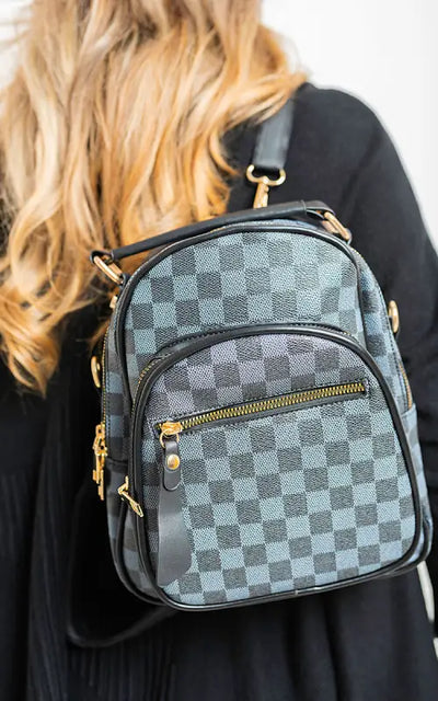 High Quality Checked Print Mini Backpack - backpack