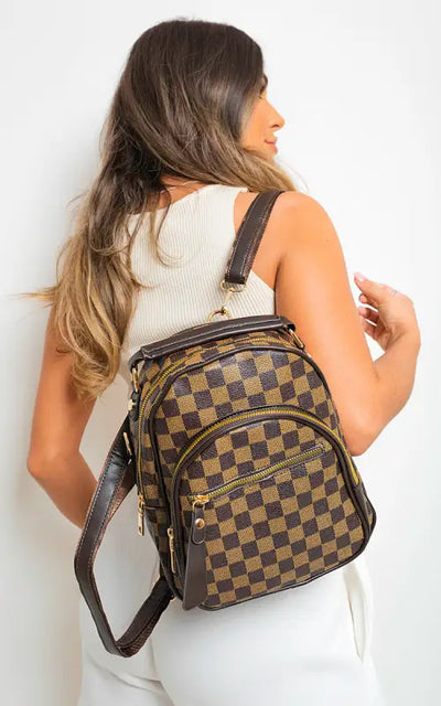 High Quality Checked Print Mini Backpack - backpack