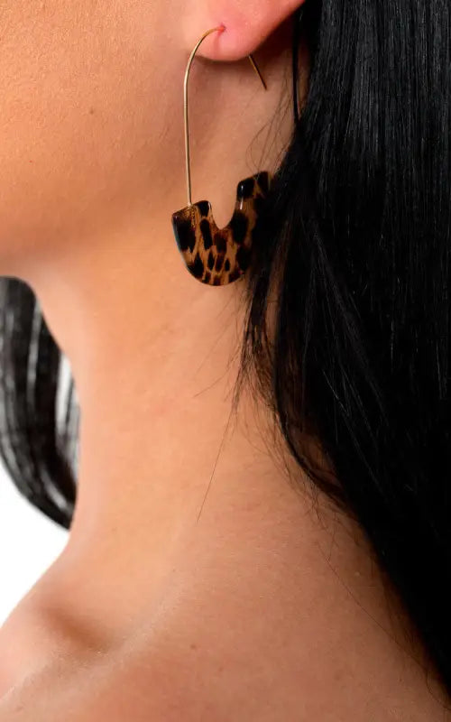 Hook Hoop Pattern Earrings - Leopard / 1SZE