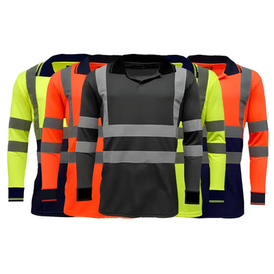 HV005 Hi Vis Long Sleeve Polo Shirt Elite Urban