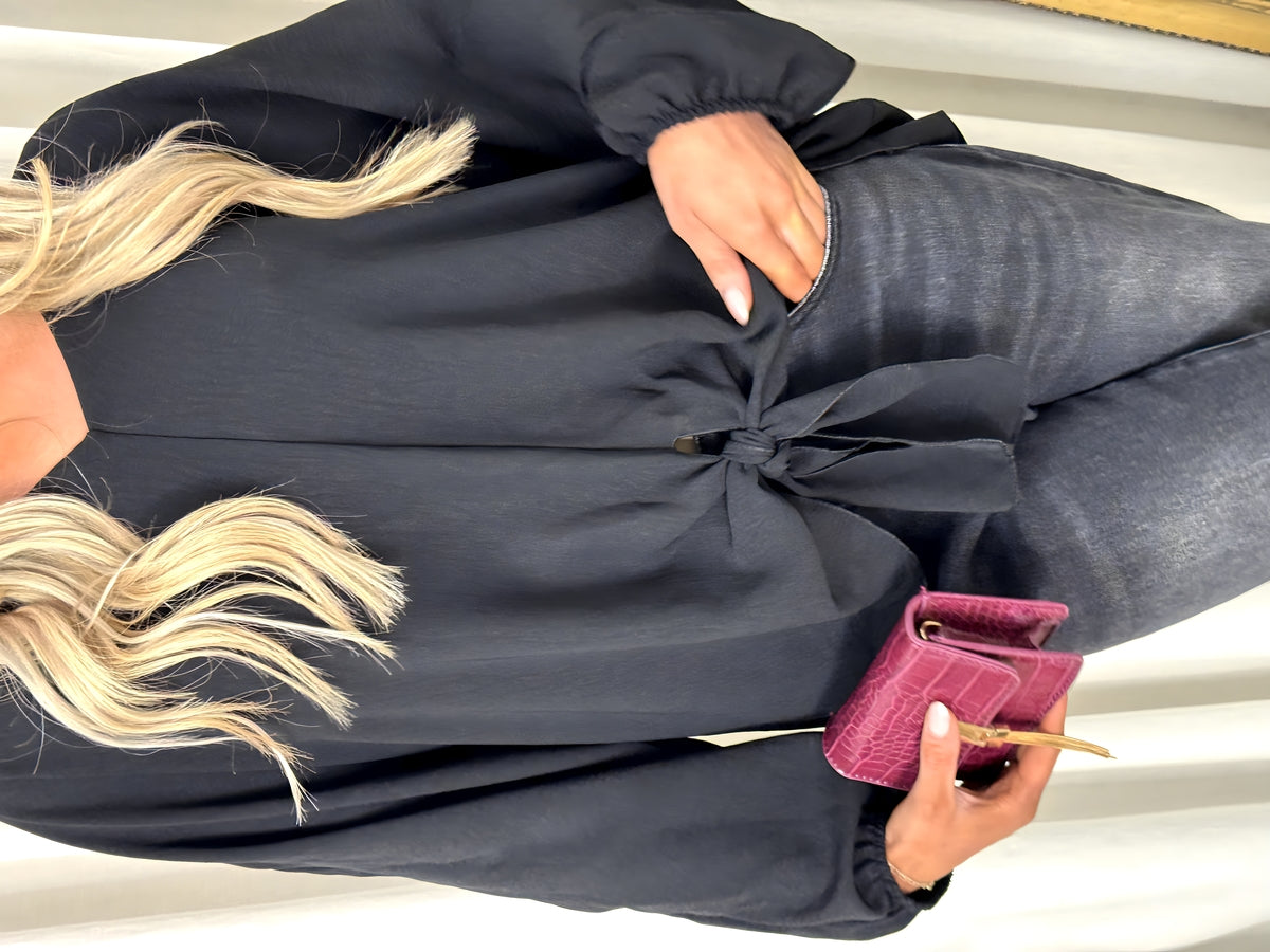 V-Neck Long Sleeve Tie Front Top