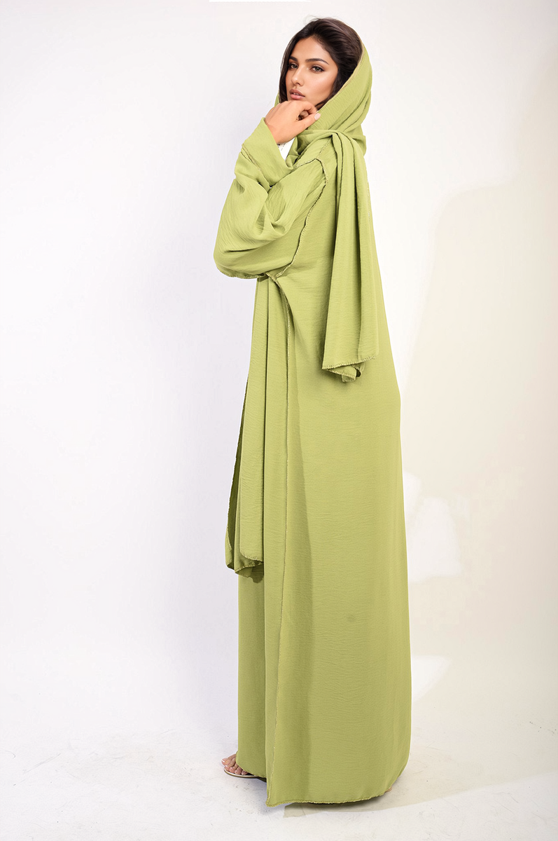 Long Sleeve Closed Abaya Maxi Dress With Embellished Piping by Moda