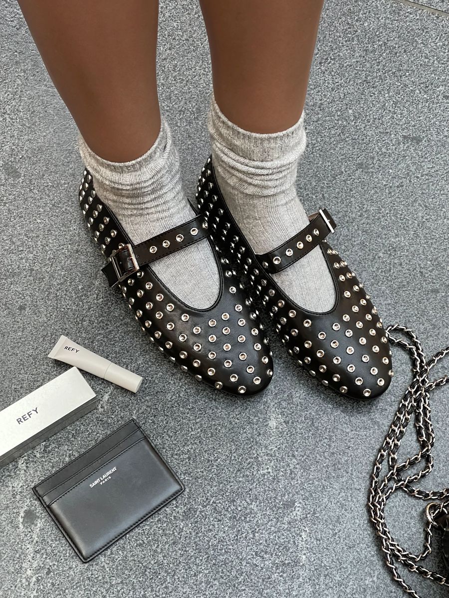 Rhinestone Decor Round Toe Buckle Strap Flat Shoes