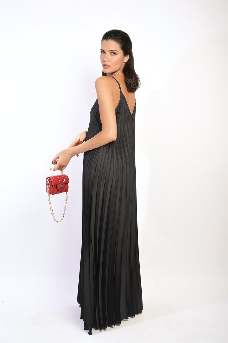 Pleated Strappy Maxi Dress by Moda