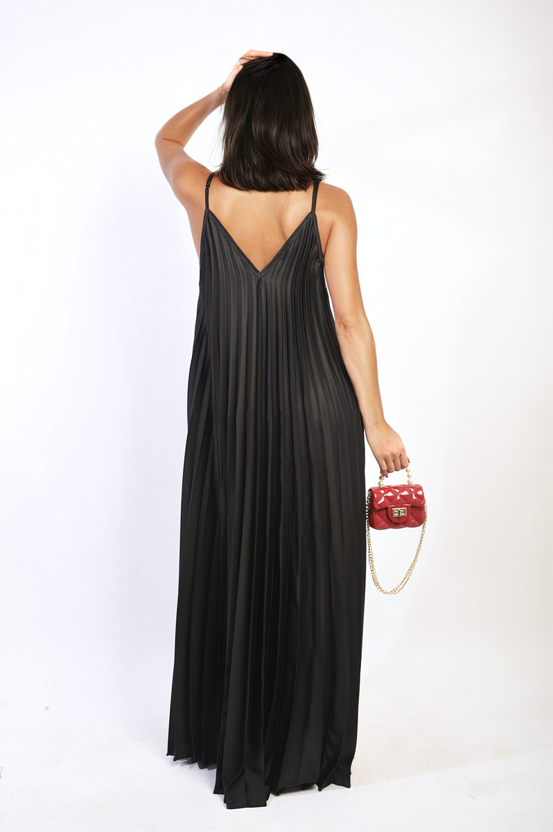 Pleated Strappy Maxi Dress by Moda