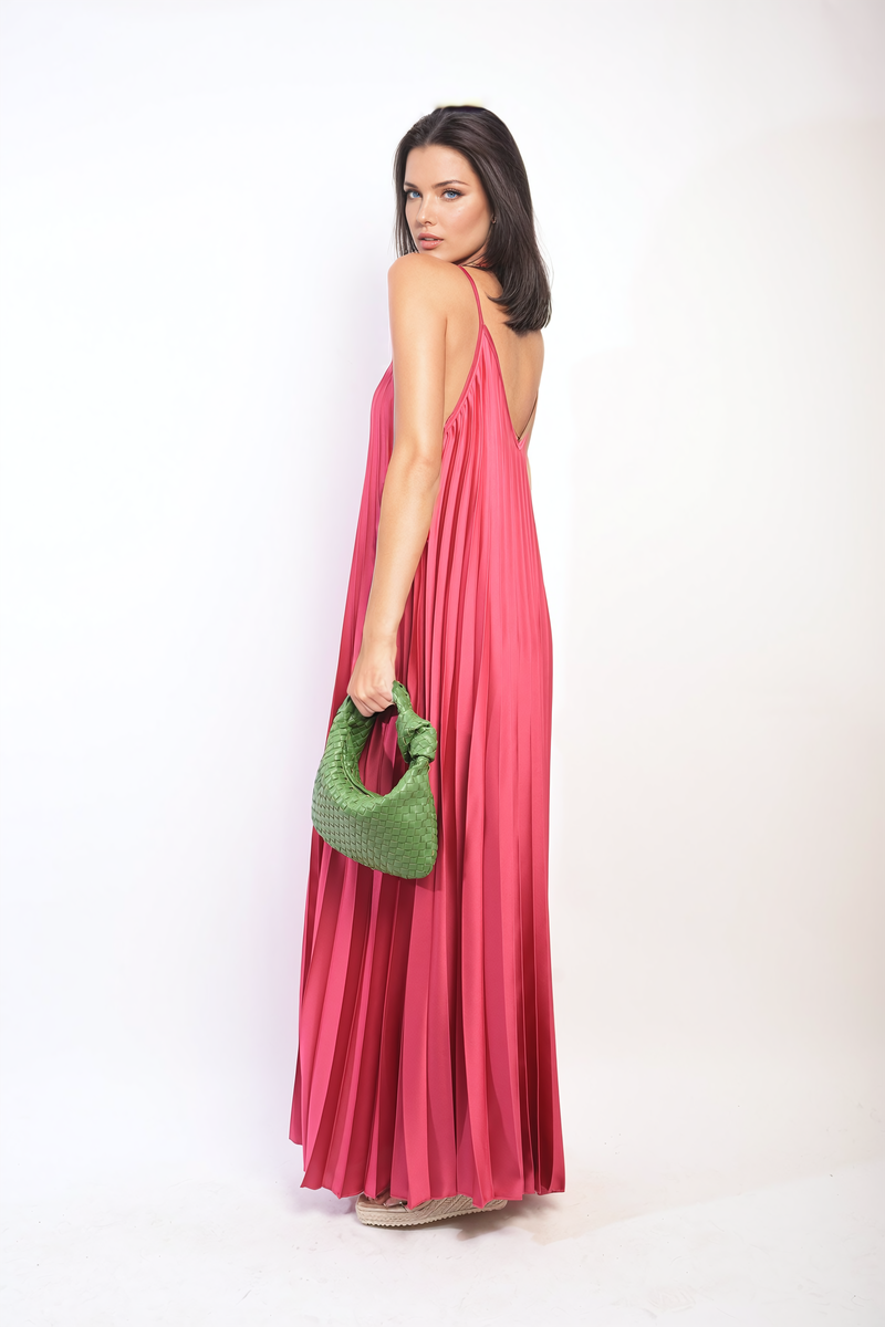 Pleated Strappy Maxi Dress by Moda