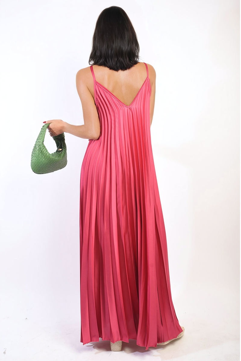 Pleated Strappy Maxi Dress by Moda