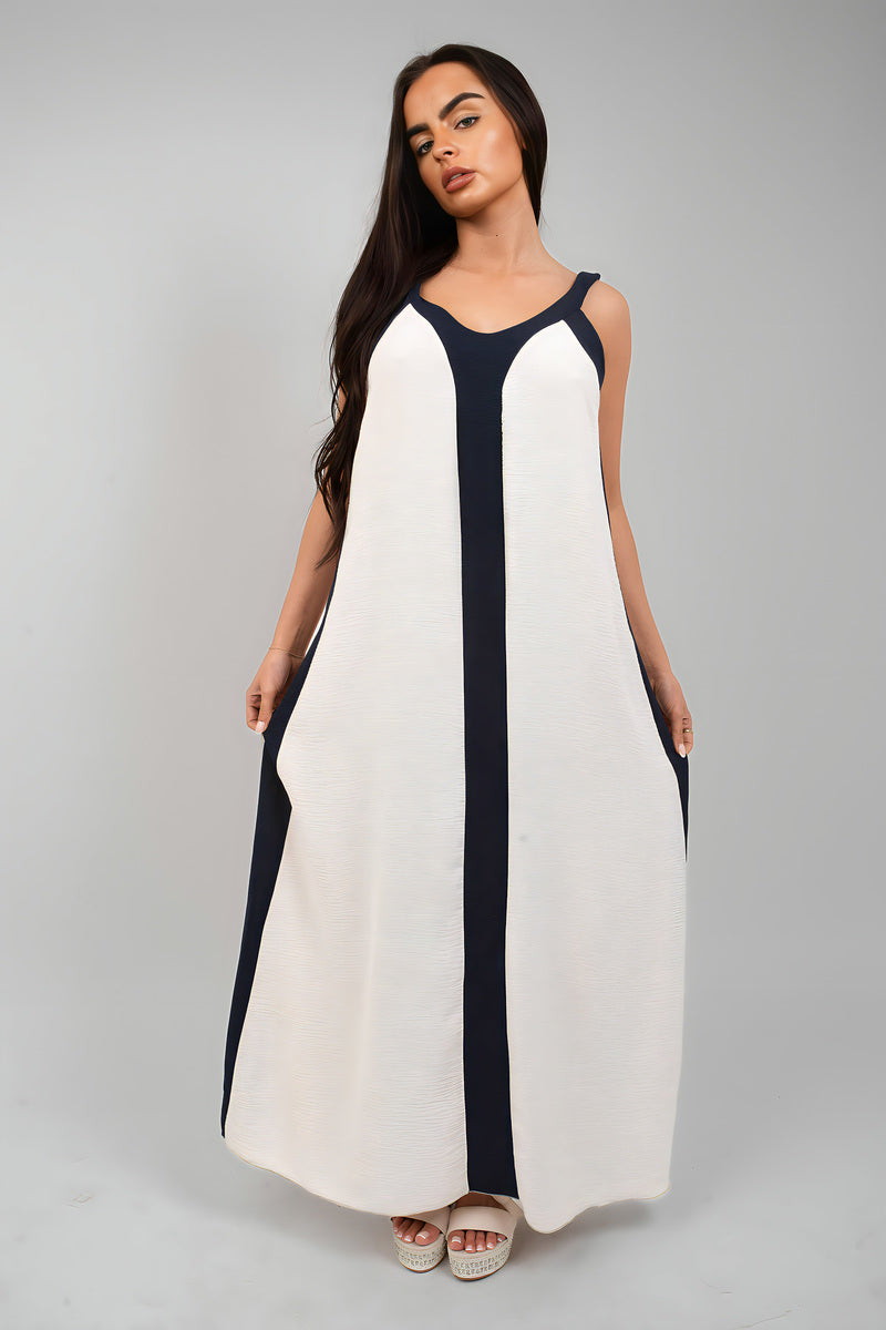 Two-Tone Sleeveless Cami Maxi Dress