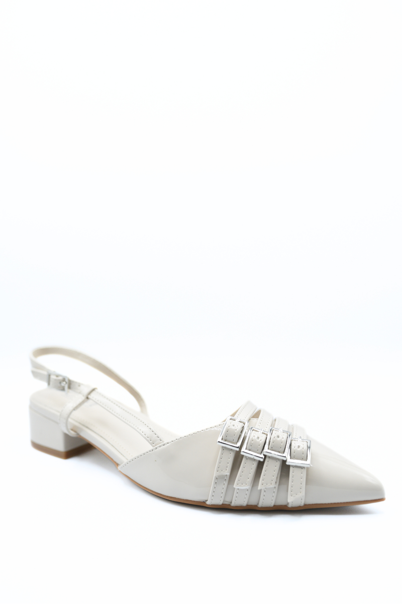 Strappy Buckle Detail Slingback Low Heel Sandals