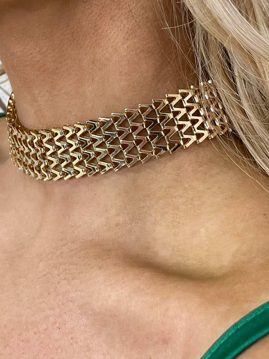 Zigzag Wide Choker Necklace