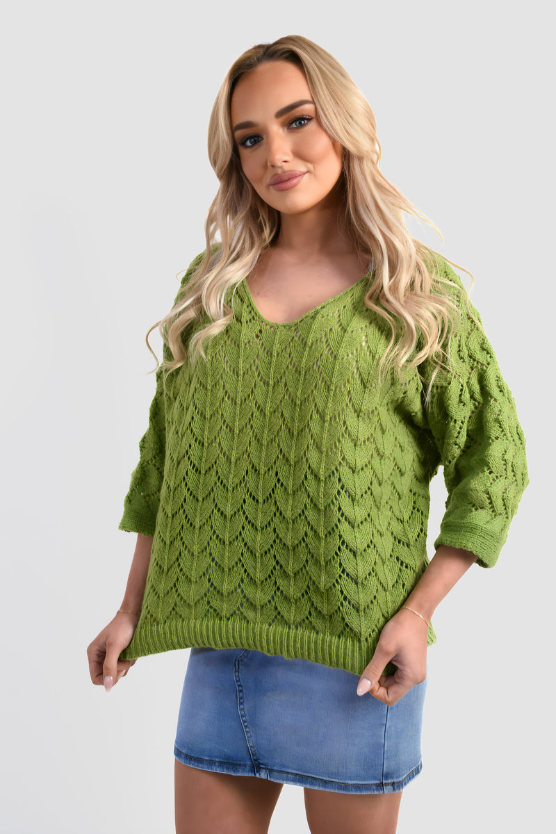 Half Sleeve Chunky Cable Knit Jumper