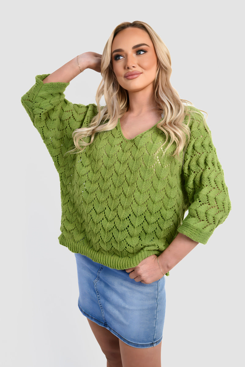 Half Sleeve Chunky Cable Knit Jumper