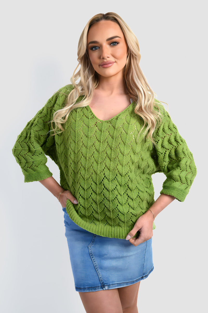 Half Sleeve Chunky Cable Knit Jumper