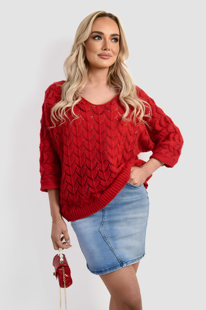 Half Sleeve Chunky Cable Knit Jumper