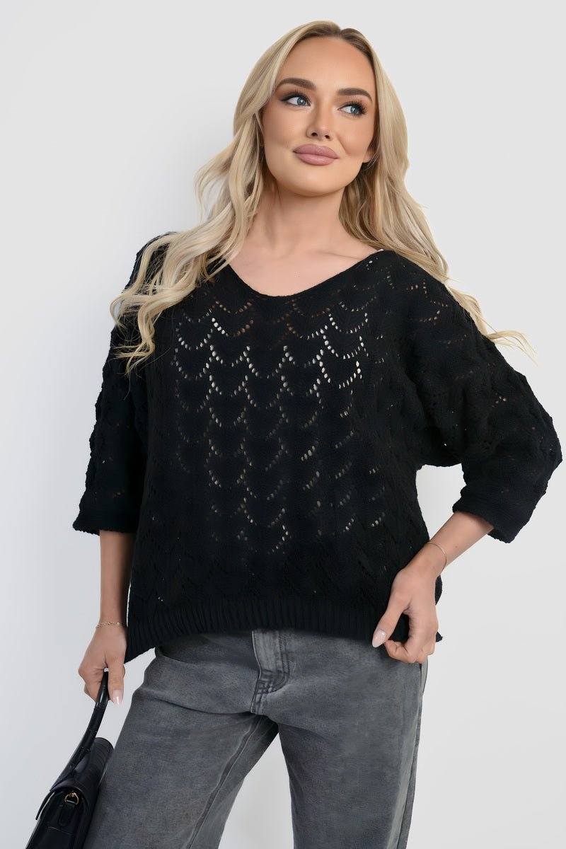 Half Sleeve Chunky Cable Knit Jumper