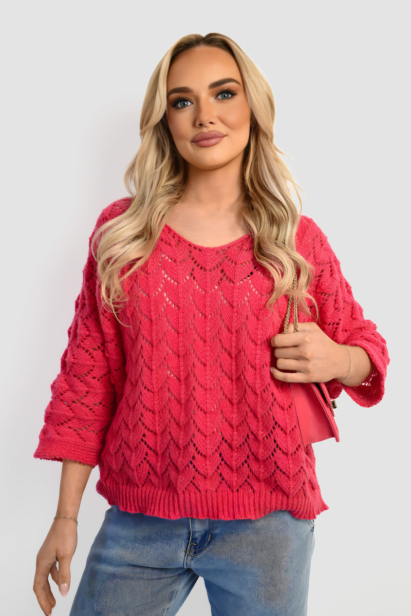 Half Sleeve Chunky Cable Knit Jumper