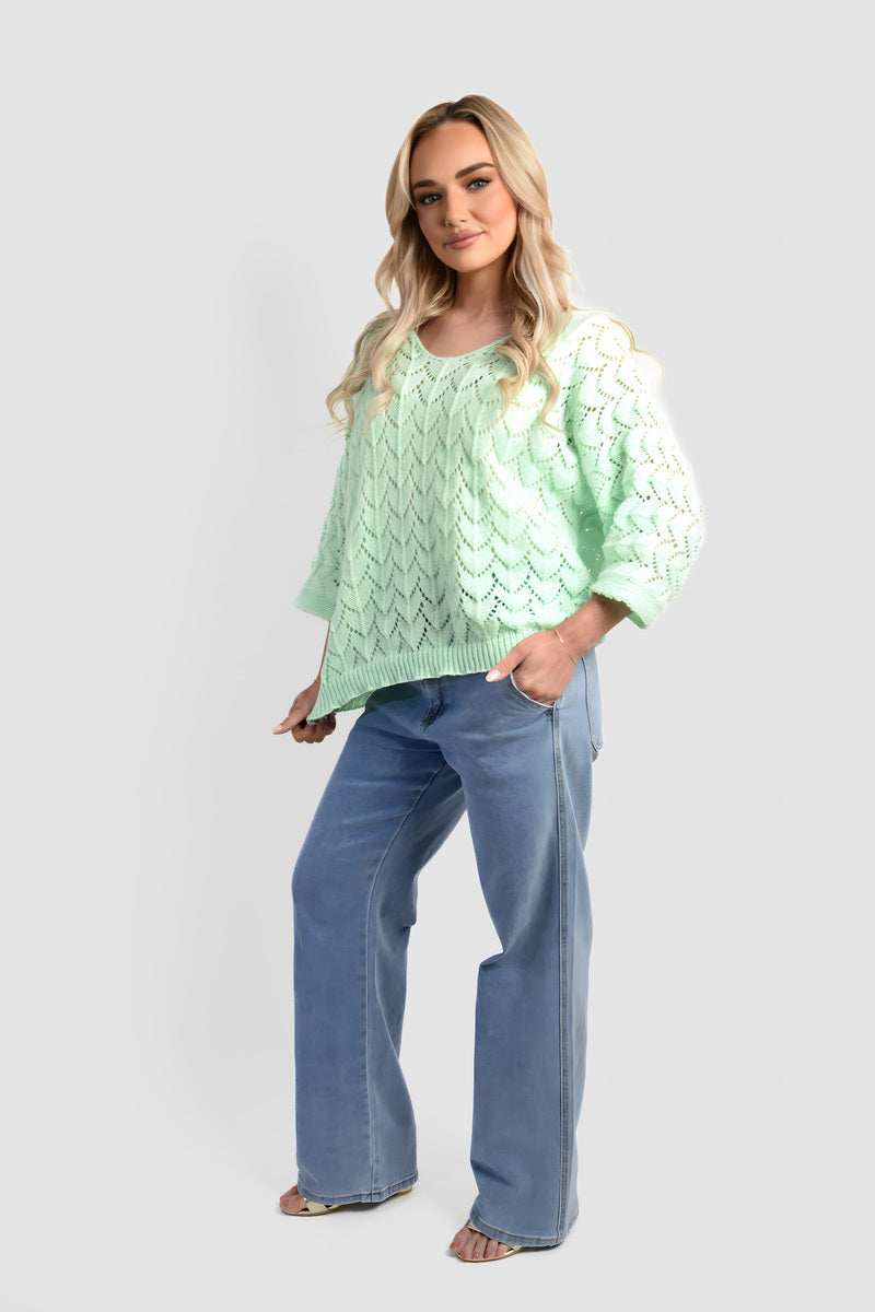 Half Sleeve Chunky Cable Knit Jumper