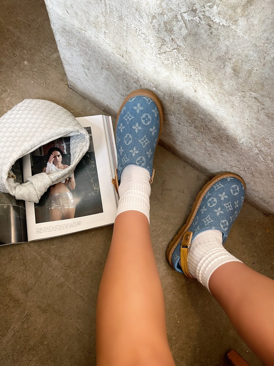 Printed Sling Back Platform Clogs