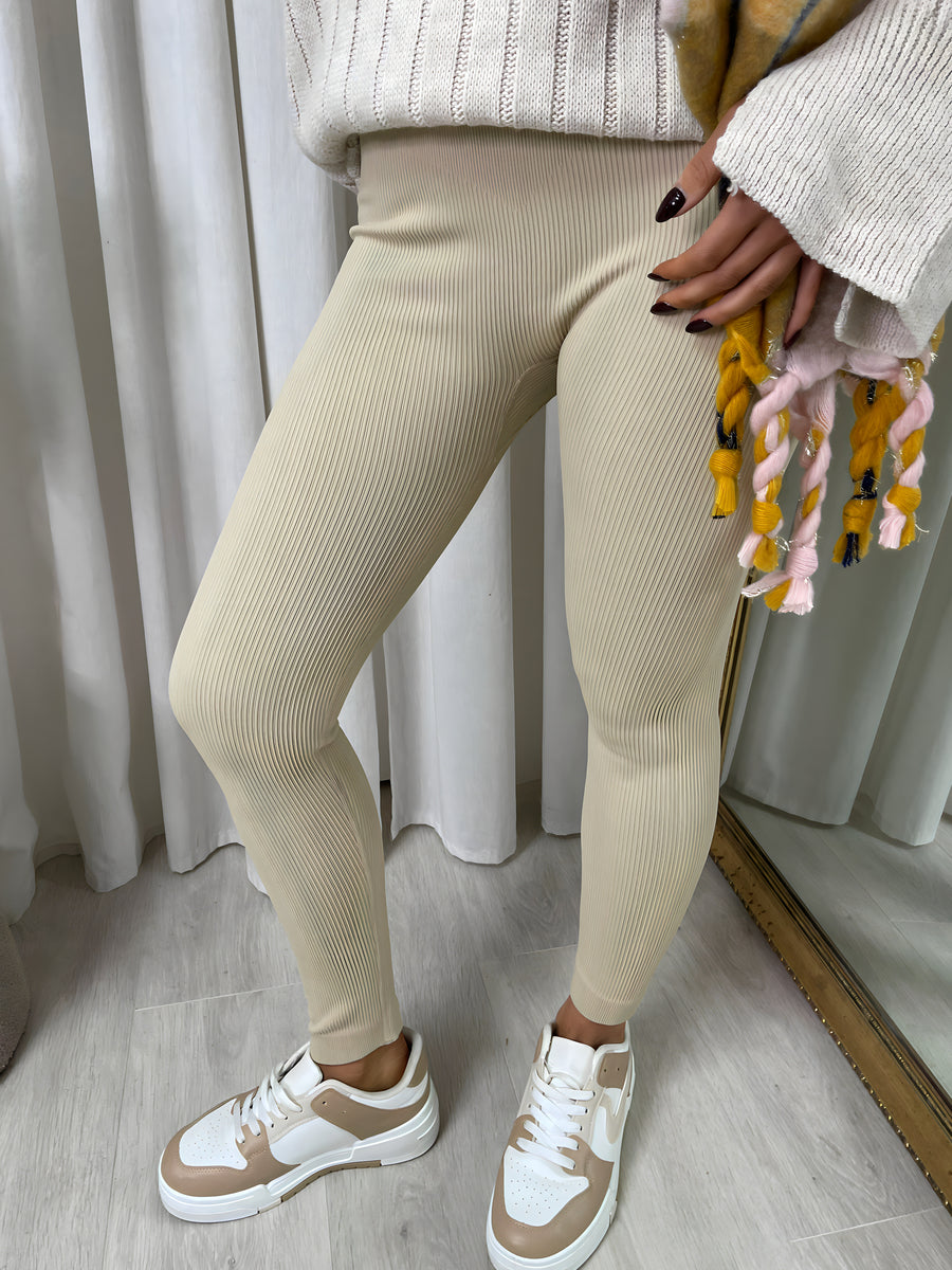 High Waisted Rib Curvy Leggings