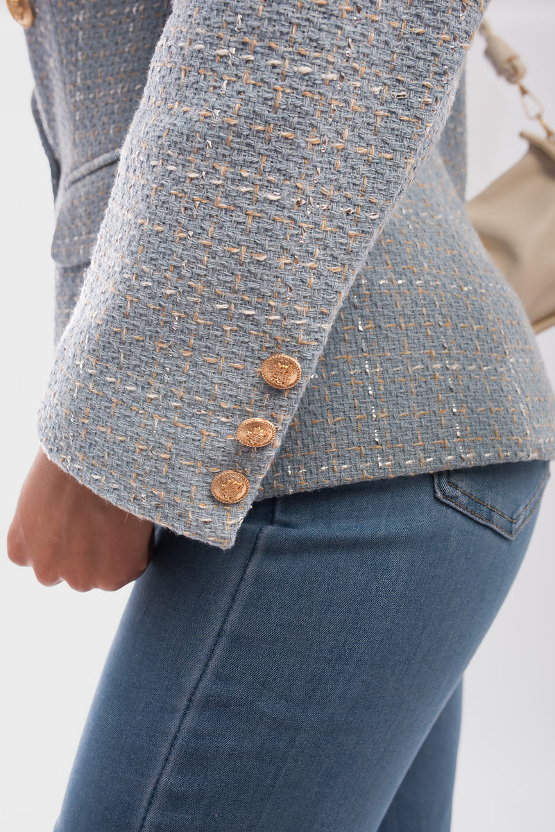 Double Breasted Long Sleeve Button Blazer Jacket