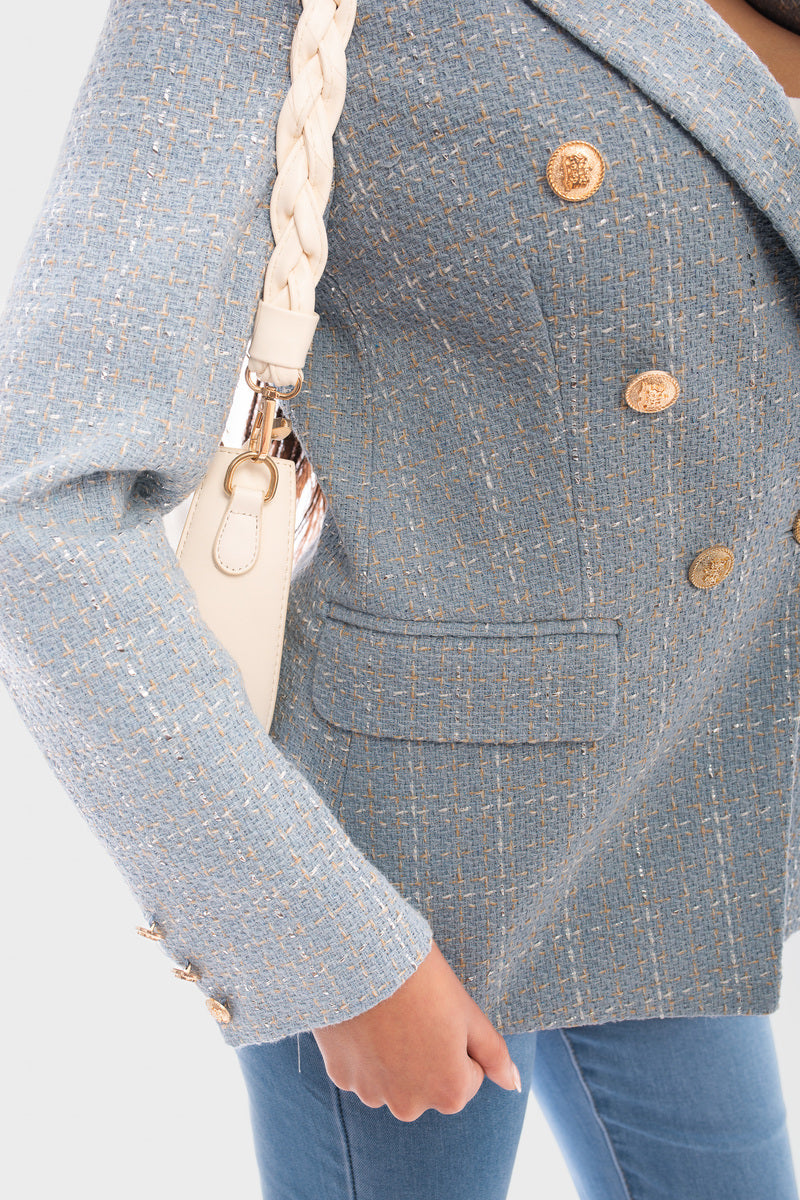 Double Breasted Long Sleeve Button Blazer Jacket