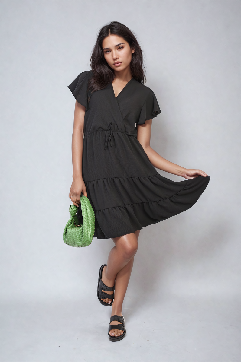 Ruffle Sleeve Tiered Mini Dress