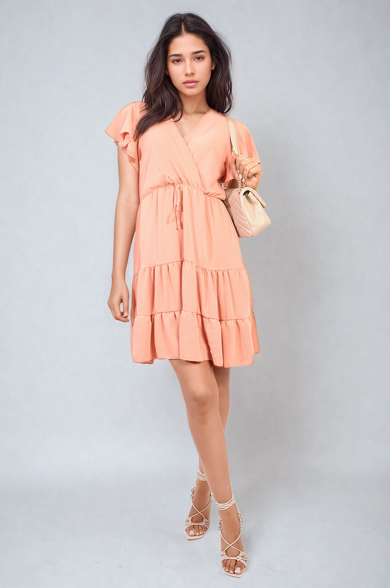 Ruffle Sleeve Tiered Mini Dress by Moda