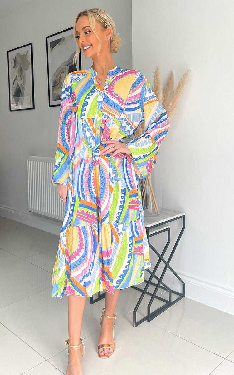 Printed Midi Dress by Moda