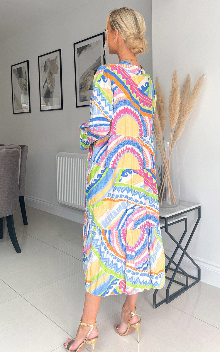 Printed Midi Dress by Moda