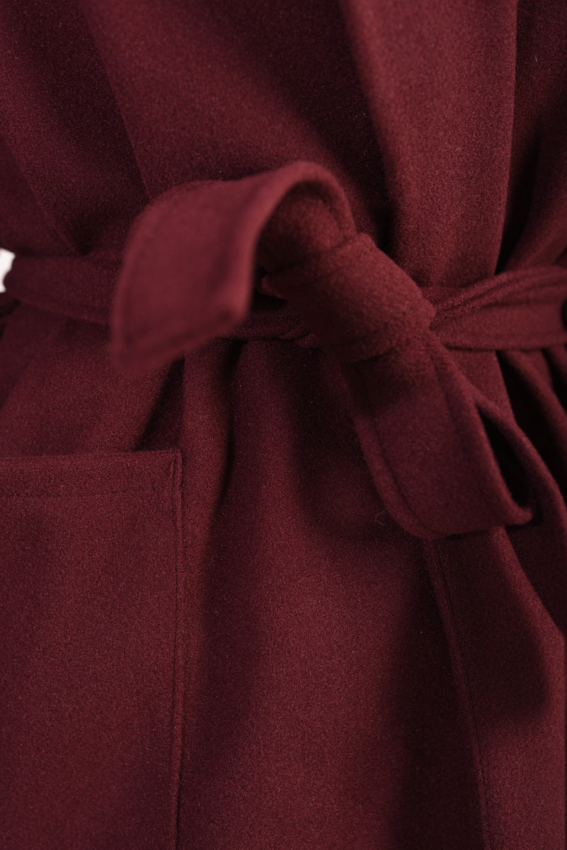 Waist Belt Longline Coat Jacket with Pocket