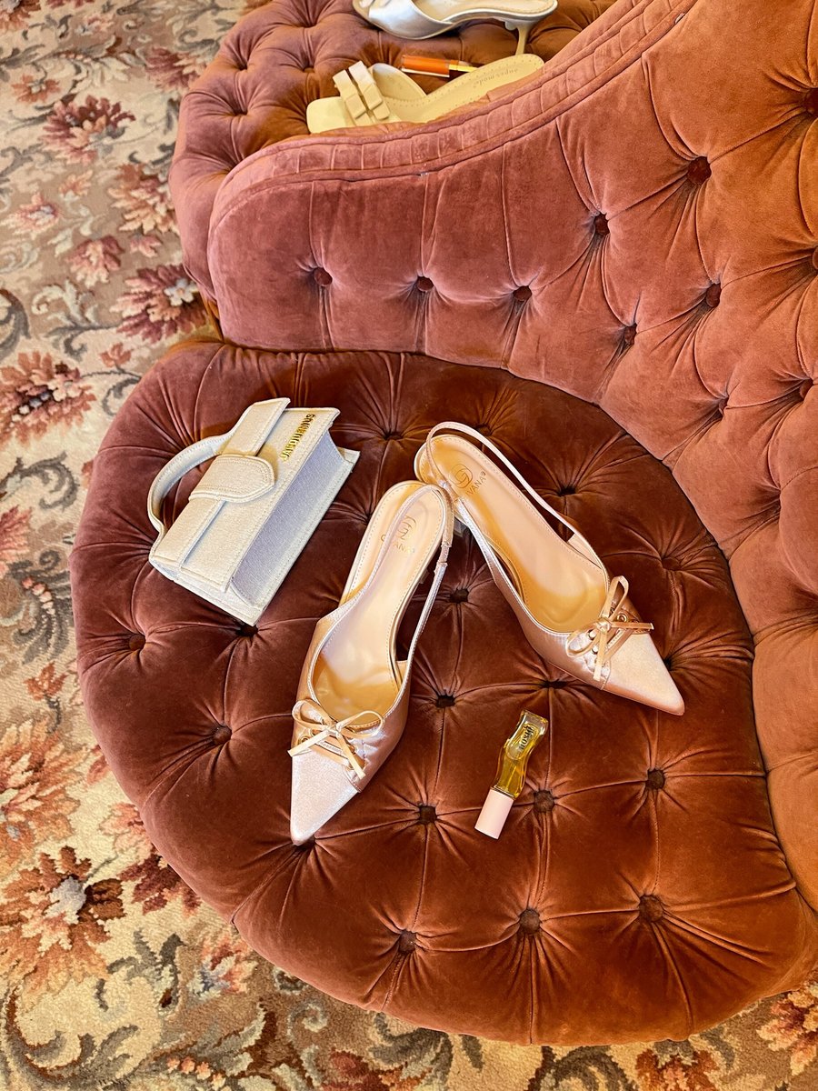 Sling Back Bow Knot Detail Pointed High Heels