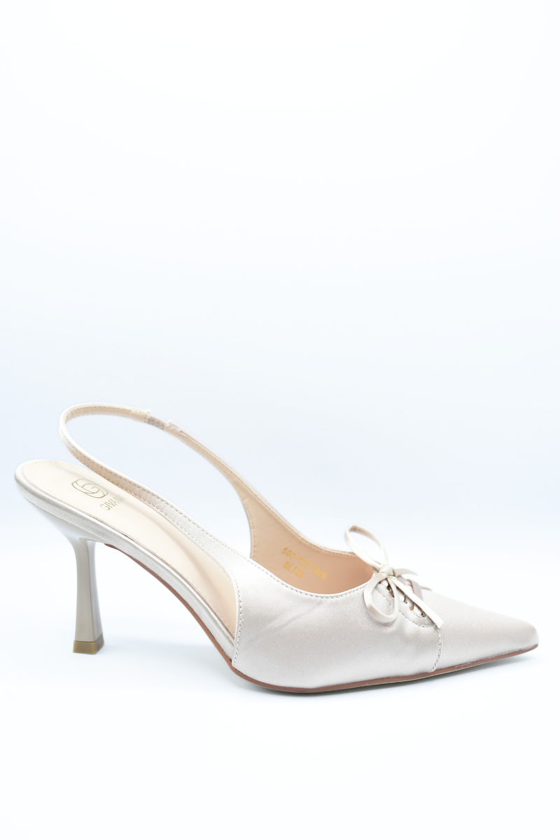 Sling Back Bow Knot Detail Pointed High Heels