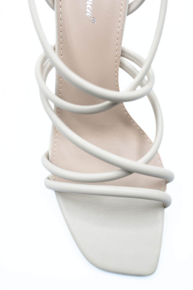 Strappy Buckle Block High Heels