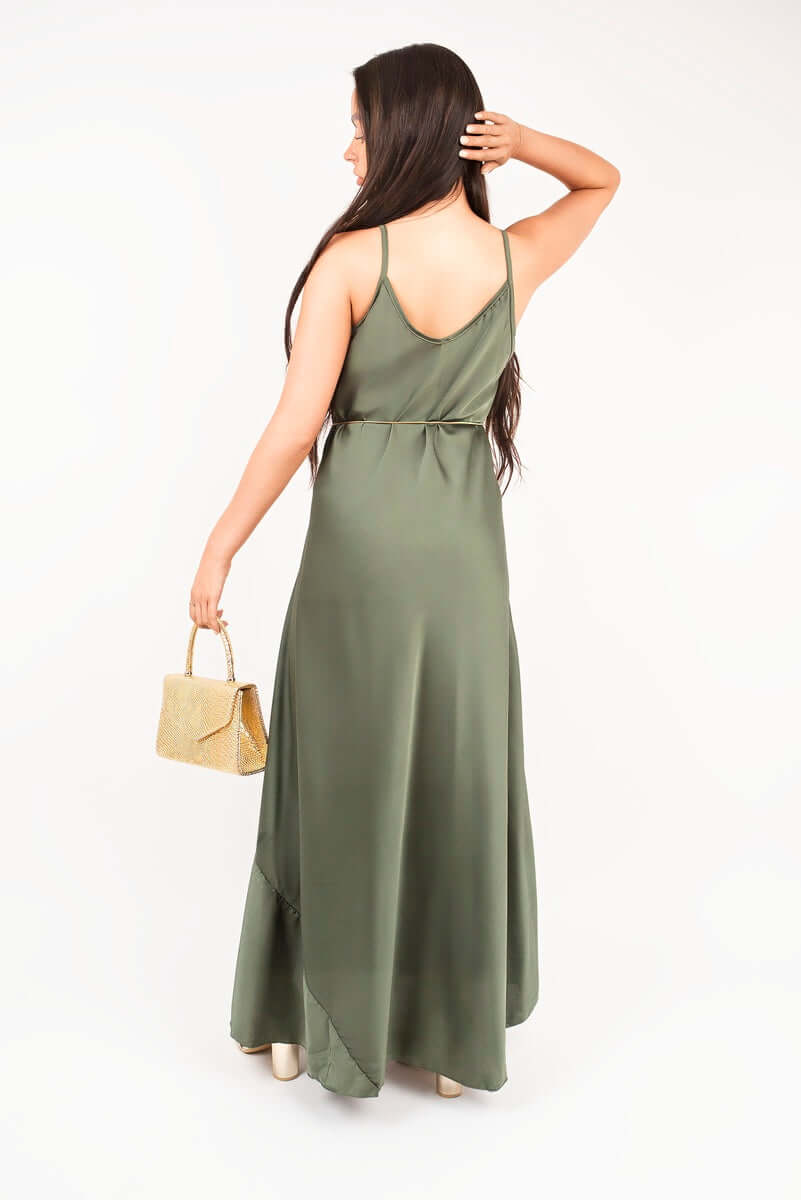 Strappy Maxi Dress with Feather Tie Waist by Moda