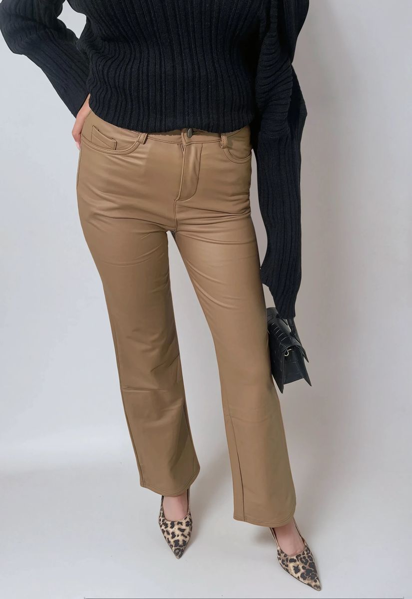 High Waisted Faux Leather Trouser