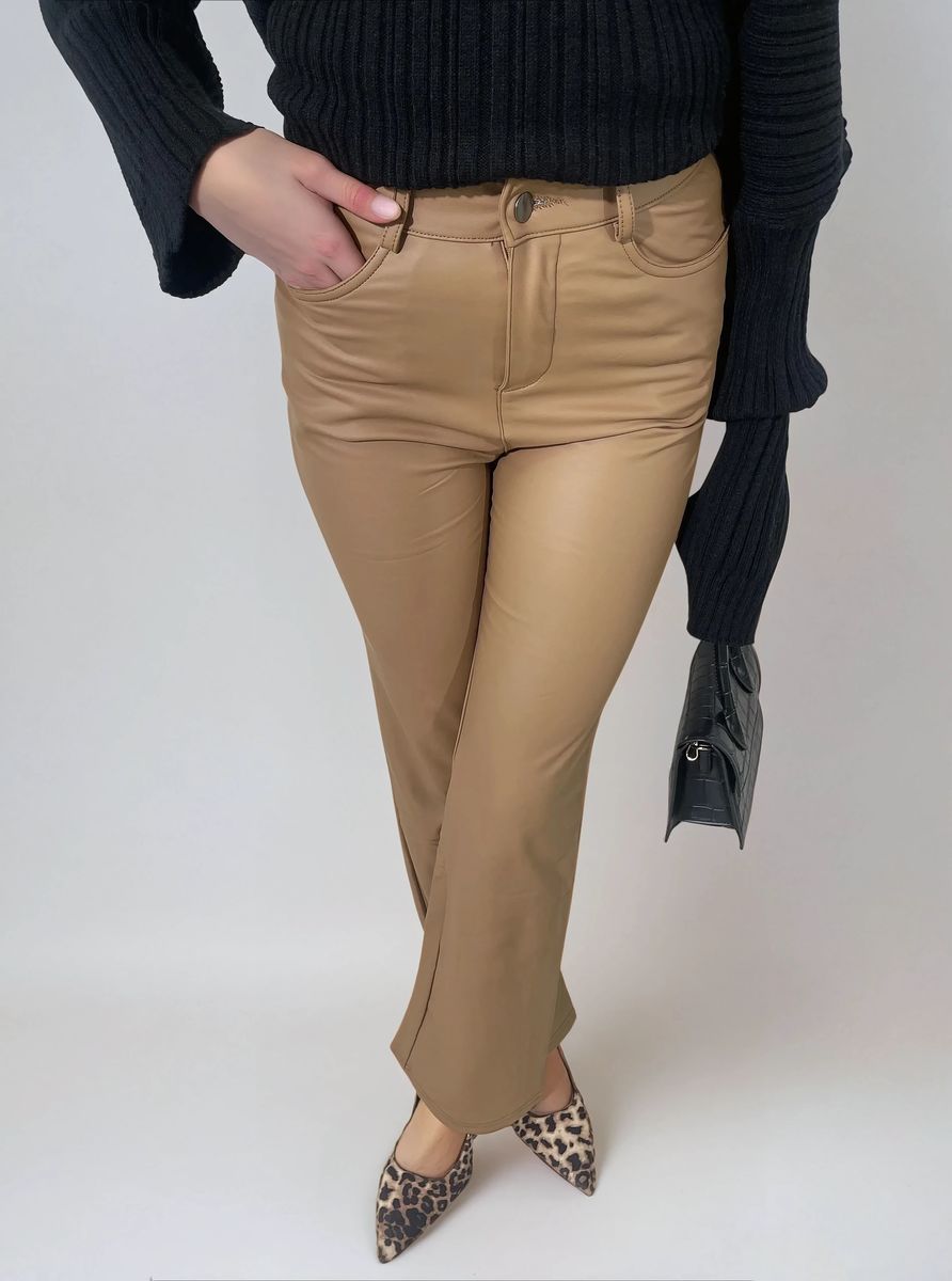 High Waisted Faux Leather Trouser