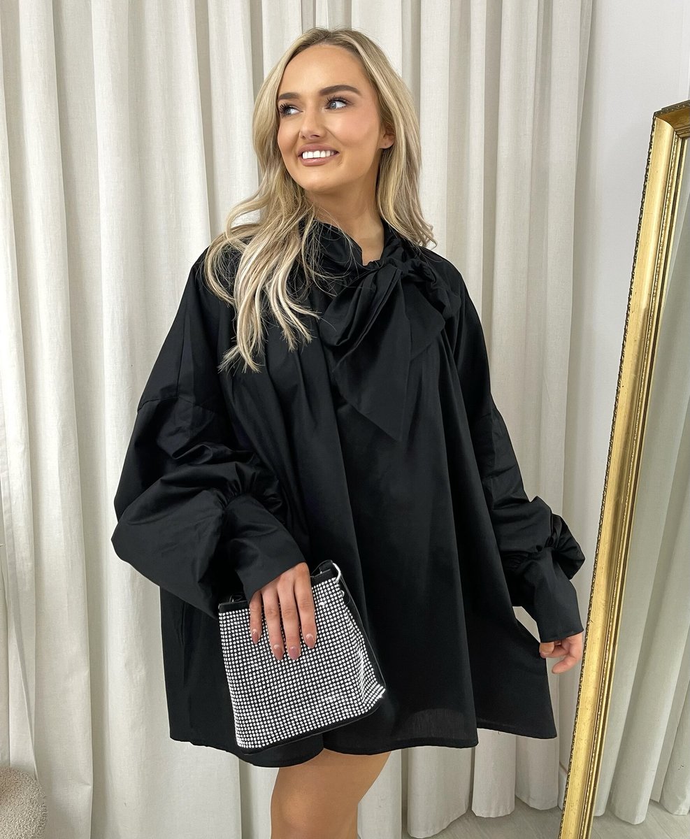 Oversized Tie-Neck Top