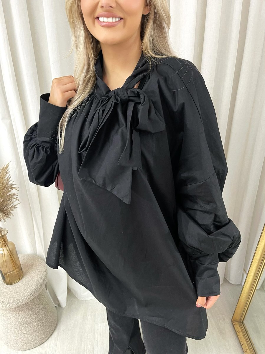 Oversized Tie-Neck Top