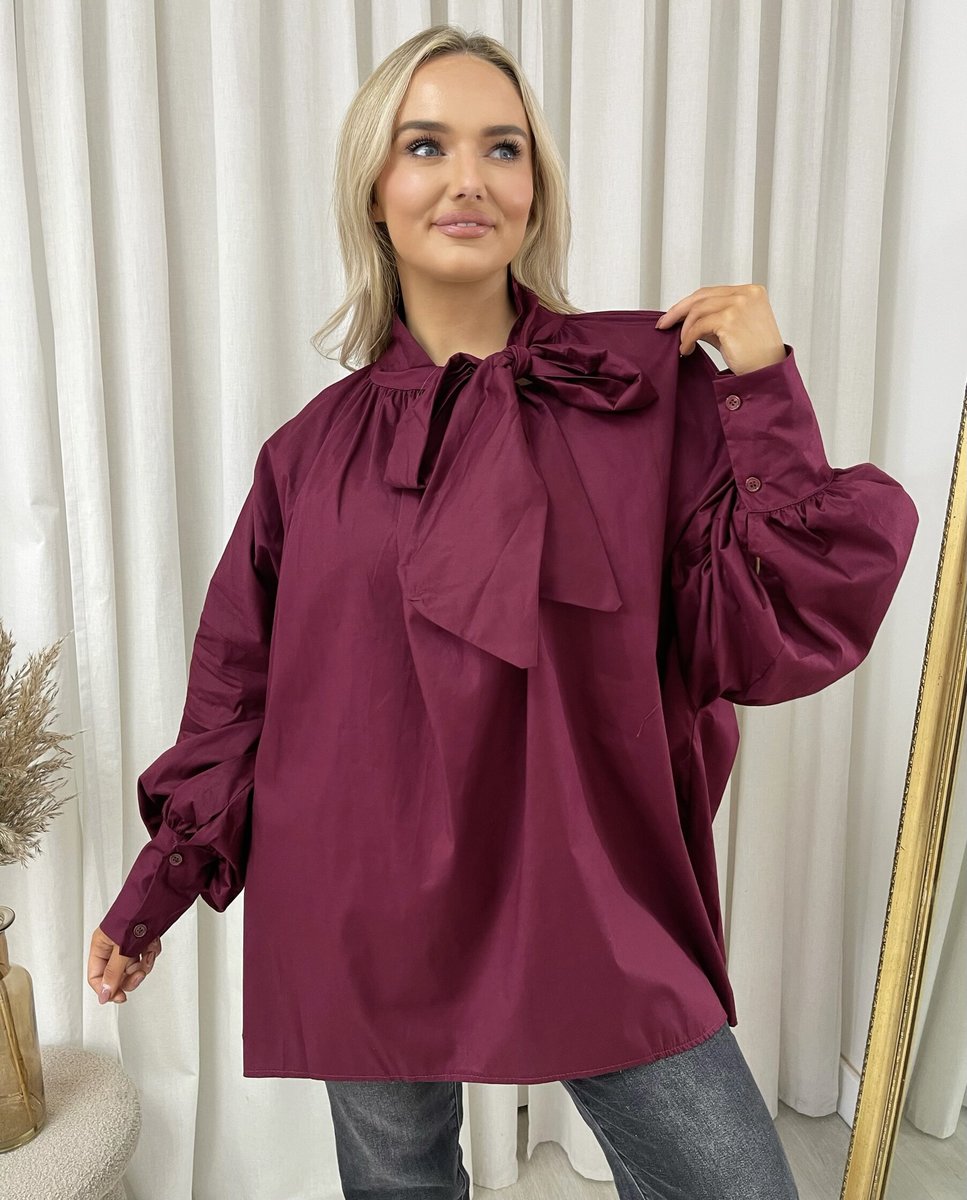 Oversized Tie-Neck Top