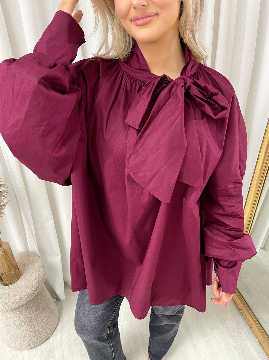 Oversized Tie-Neck Top