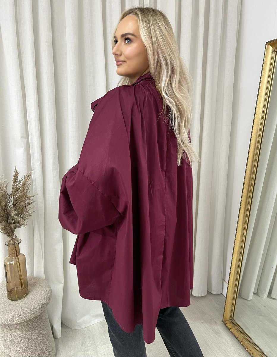 Oversized Tie-Neck Top