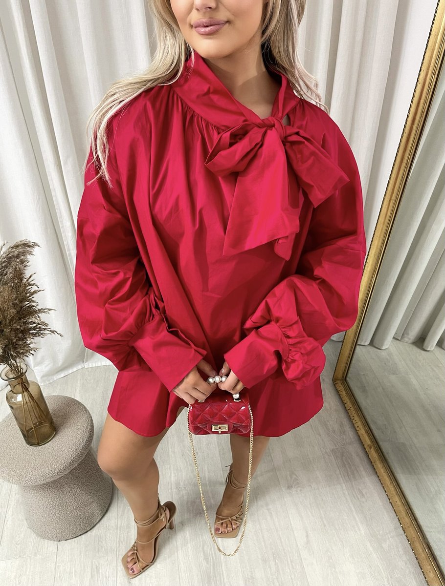 Oversized Tie-Neck Top